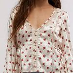 Free People Western Dainty Ethereal Lace Field Of Roses Satin Blouse Medium Photo 0