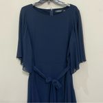 Ralph Lauren Lauren Cocktail Dress Mandie Navy Blue Ruffled Knee-Length Sz 14 Photo 2