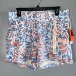 Freely Soft Blue & Pink Floral Elastic Waist Pull On Sweat Shorts Pockets M NWT Size M Photo 2
