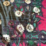 Divided Lightweight Paisley Floral Geometric Square Scarf Blue Teal Pink Silver Photo 4