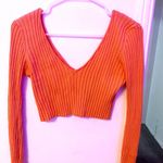 Orange ribbed cropped long sleeve Donnee Par Dieu top Photo 2