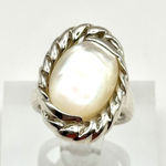 Mother of Pearl Sterling Silver Handmade Statement Ring Size 8.75 Photo 0