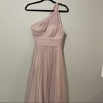 W Too Watters Blush Pink Bridesmaid One Shoulder Tulle Maxi Dress Womens 0 Photo 3