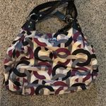 Coach  Burgundy and Gray Patterned Shoulder Bag Photo 0