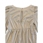 Textured Cream Long Sleeve Romper Women’s Large Puff Sleeve Keyhole Back Dressy Photo 4