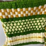 Vintage Hand Crafted Yarn Crochet Striped Boho Shoulder Bag Braided Strap Green Photo 9