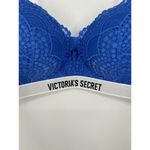 Victoria's Secret  Lined No Wire Lace‎ Bra Electric Royal Blue Spellout Size 34B Photo 5