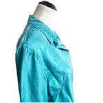Partners Women’s Vintage 100% Silk Shirt Teal Long Sleeve Shoulder Pads Small Blue Photo 7