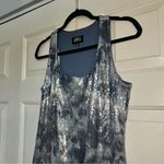 Adrianna Papell Boutique Silver Blue Sequin Sleeveless Scoop Shift Mini Dress 8 Photo 1