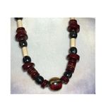 Vintage Boho Statement Bead Necklace | Artisan Tribal Style | Earth Tone Necklac Red Photo 2