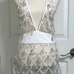 Silver Sequin Fringe‎ Dress Size M Photo 0