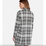 EXPRESS soft Plaid Tailored Knit Blazer Long Open Front Sweater Black White Photo 1