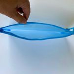 Mesh Light Blue Zip Pouch Bag With Colorful Stripes Photo 1