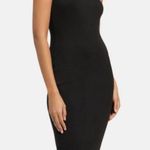 Theory  Black Ribbed Racer Tank Ribbed Black Sleeveless Dress Photo 1
