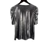 Kim And Cami  Silver Top Shirred Sleeve Size Small Photo 2