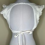 MINKPINK Celestial Crop Top MEDIUM White Eyelet Lace Cutout Tie Back Flutter Photo 4