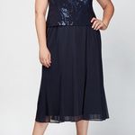 Alex Evenings  Women’s Tea-Length Firework Sequin Jacket Dress Navy Sz 8 Photo 0