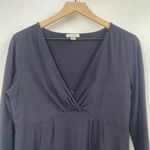 Garnet Hill Faux Wrap Dress Mini Black Cotton Stretchy Jersey Knit Womens Medium Photo 3