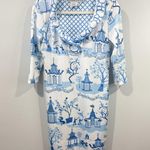 Gretchen Scott Ruff Neck Dress Pagoda Paradise Pattern XXS Blue Photo 1