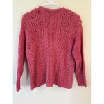 L.L.Bean  Long Sleeve Open Knit Button Front Cardigan Sweater Pink Women's Medium Photo 1