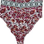 Free People  Intimately Floral Deep V Bodysuit Red Pink Boho Print Size Large EUC Photo 6