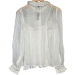 J.Crew Ruffle button-up shirt in crinkle chiffon in Ivory 2 NWT Photo 1