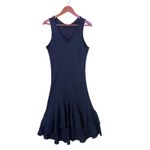 SAGA Made in Italy Ruffle Hem Midi Maxi Linen Dress Blue Size S/M Quiet Luxury Photo 11