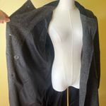 Vintage Charcoal Gray Herringbone Wool Coat w/ Velvet Collar Double Breasted L Gray Size L Photo 8