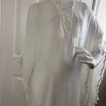 Walter Baker  Cover Up One Size White Acapulco Kaftan Maxi Dress Tassels #186 Photo 5