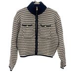 J.Crew Jacquard Sweater-Jacket Cotton Full Zip Gold Buttons Size Medium NEW Photo 2
