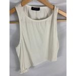 Naked Wardrobe  Ribbed Asymmetrical White Tie Side Tank Size Large Photo 2