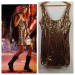 ASOS Bronze Copper Metallic Sequin Scoop Shimmer Sparkly Mini Dress women 14 new Photo 3