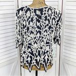 Miss Paillette Pearl Embellished Silk Pullover Blouse Black White Large Photo 3