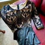 Lovers + Friends Soirée Lace & Faux Leather Peplum Top XS Photo 3