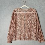 & Other Stories Womens Lace Top Pink‎ M/L Open Front Long Sleeve Crew Neck Formal Dressy Photo 1