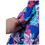 Vtg 1980s Spinnaker Sport Blue Purple Floral Fruit Print Paper Bag Waist Pants S Photo 1