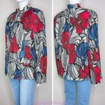 Afred Dunner women's cotton blend floral print zip up blazer jacket, size 16 Gray Photo 11