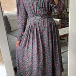 Vintage Floral Prairie Cottage Core Midi Dress Green Photo 4