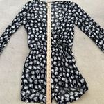 Blue Life  Womens Romper Shorts Black & White Retro Palm Tree Print Size Small Photo 11