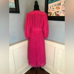 Hot pink pleated batwing midi dress in chevron dobby sz 4 Photo 5