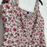Old Navy  XL Pink Floral Minidress Linen Smocked Pockets Tank Cottage Summer Cute Photo 2