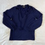 Blaque Label  Women's XS Navy Blue V-Neck Long Sleeve Blouse Ruffle V-Neck Photo 1
