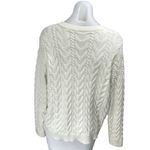 Cyrus  Womens White Cable Knit Button Front Long Sleeve Cardigan Sweater Top Sz L Photo 1