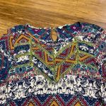 Umgee  Bohemian Bell Sleeve Top Aztec Diamond Print Multicolor Lace‎ Size Small Photo 1