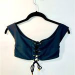 Blue Life  Black Textured Lace Up Crop Top /Swim Top size Medium Photo 0