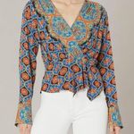 Free People  Falling for You Blue Boho Top Size M Photo 0
