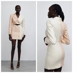 Significant Other Glider Blazer Linen Dress Cut Out Mini Peach Cream Size 4 White Photo 1