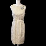 Taylor vintage cream & silver wiggle dress w/ gorgeous faux stones on front EVC Size 2 Photo 1