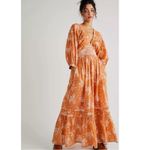 Free People Golden Hour Maxi Dress Bohemian Floral Dainty Tan Neutral Medium Photo 13