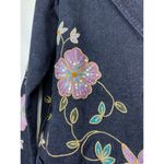 Vtg Maggie‎ Sweet Jean Blazer Jacket Women M Black Floral Embroidered Sequin Art Size M Photo 5